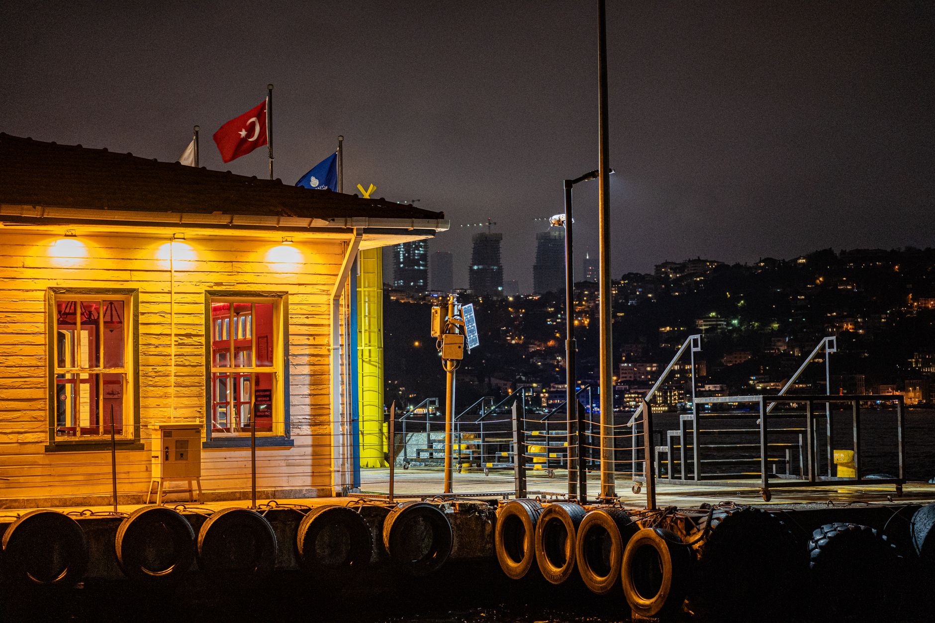 Night security at a gated community in Zekeriyaköy, Sarıyer, set against forest